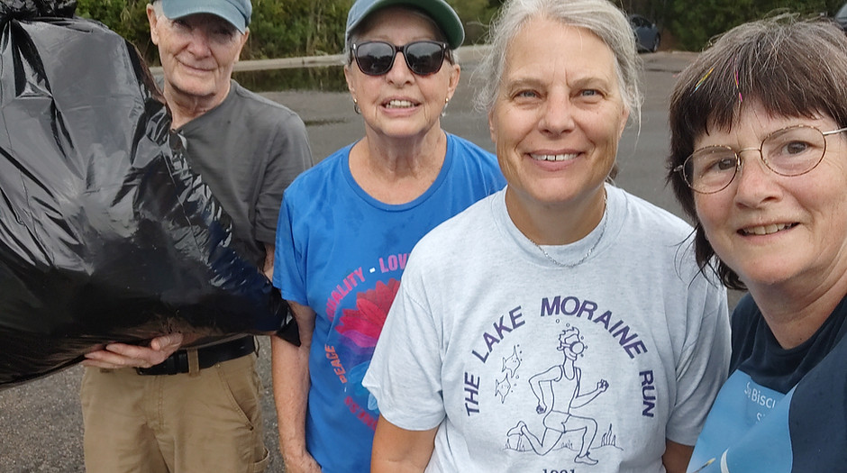 Chapter clean up at a boat ramp.