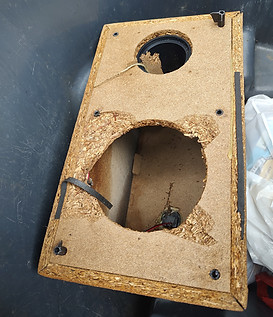 We foun a speaker box during or clean up.