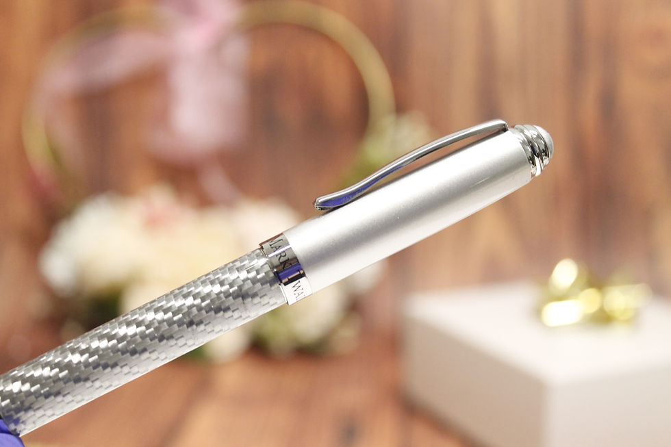 Thumbnail: Personalised Engraved Mark Twain writing ball pen carbon look in premium case