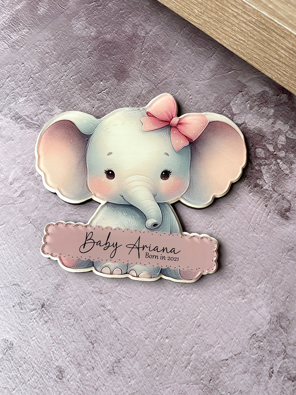 Thumbnail: Cute Elephant with name wall plaque, nursery wall decor, Cute Elephant Animal