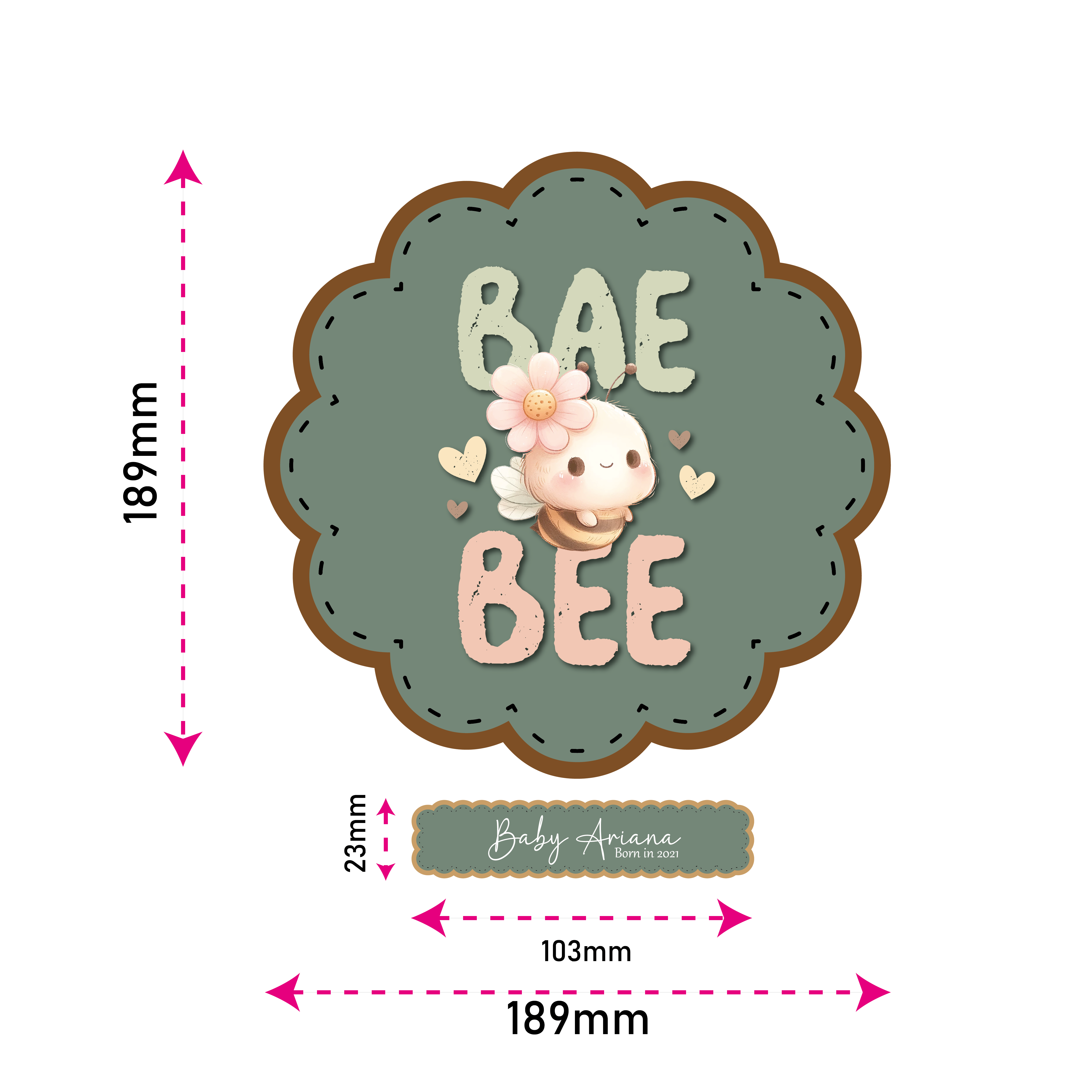 Cute baby Bee scallop edge nursery wall decor Children's wall decor & hangings,