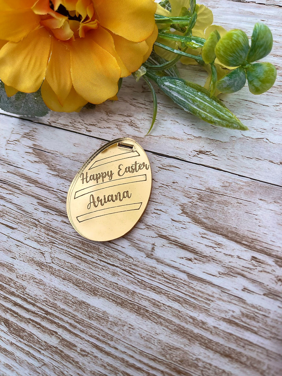 Thumbnail: Personalised Luxury Easter Egg Gift Tag, Engraved with your text Gift Easter Tag