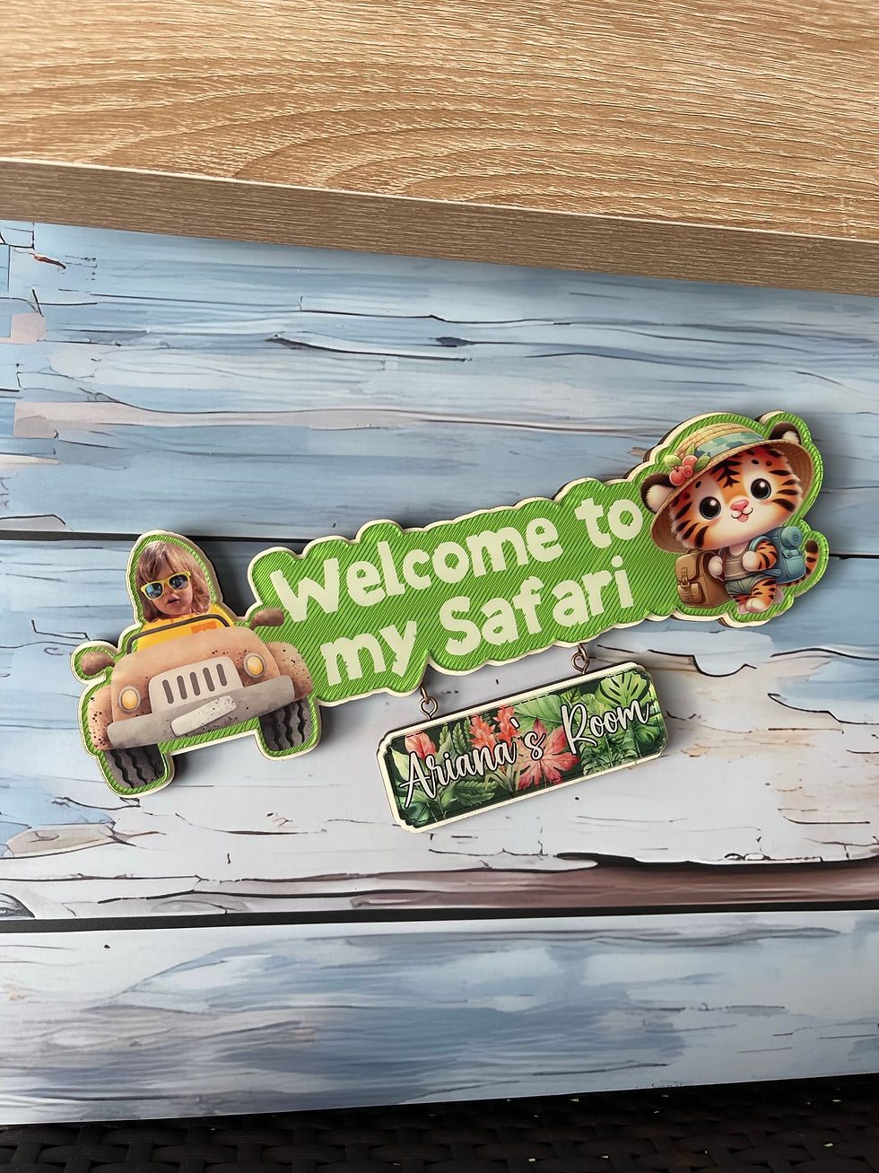 Thumbnail: Personalised cute safari animals, baby room wall sign, Welcome to my Safari