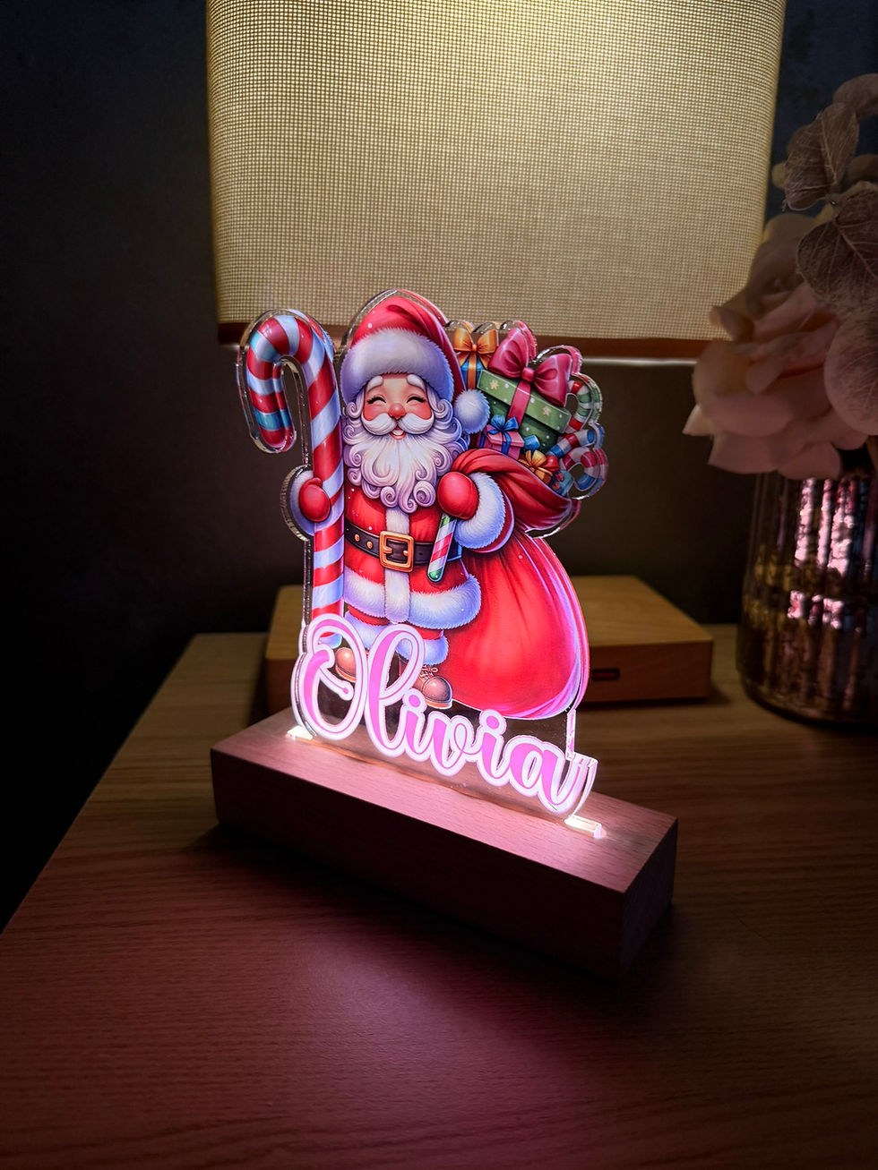 Thumbnail: Santa Claus led lamp, Personalised Night Light, Battery operated with custom nam
