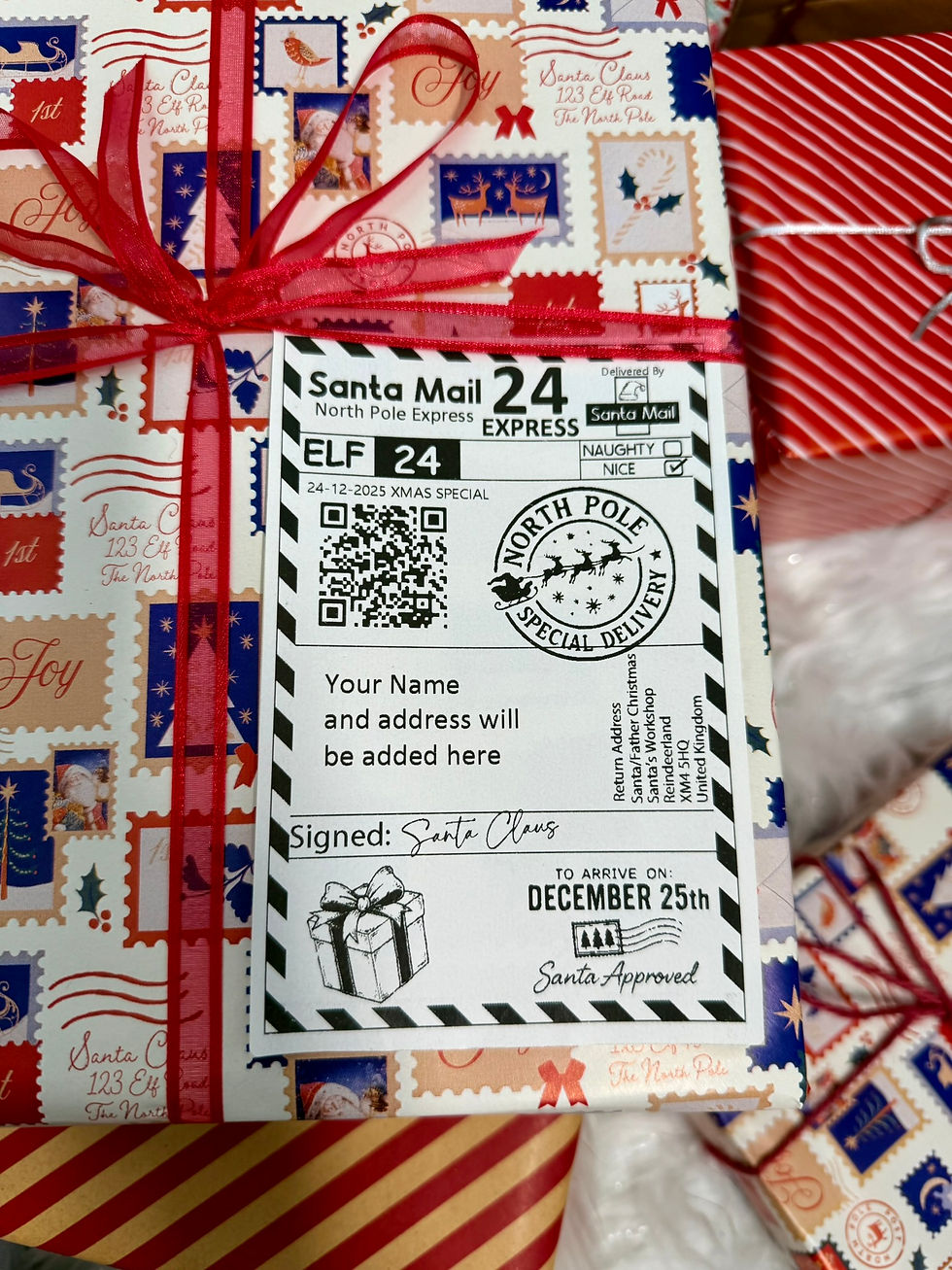Thumbnail: Pack of 10, Personalised Postage Label Sticker, Name Santa Labels, North Pole
