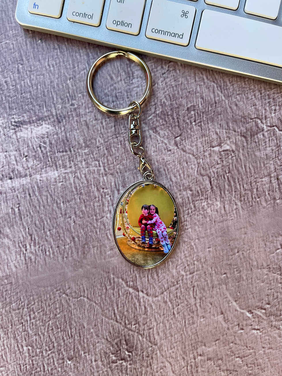 Thumbnail: hoto Keychain, oval shape, double sided photo keychain, gift for her,custom gift
