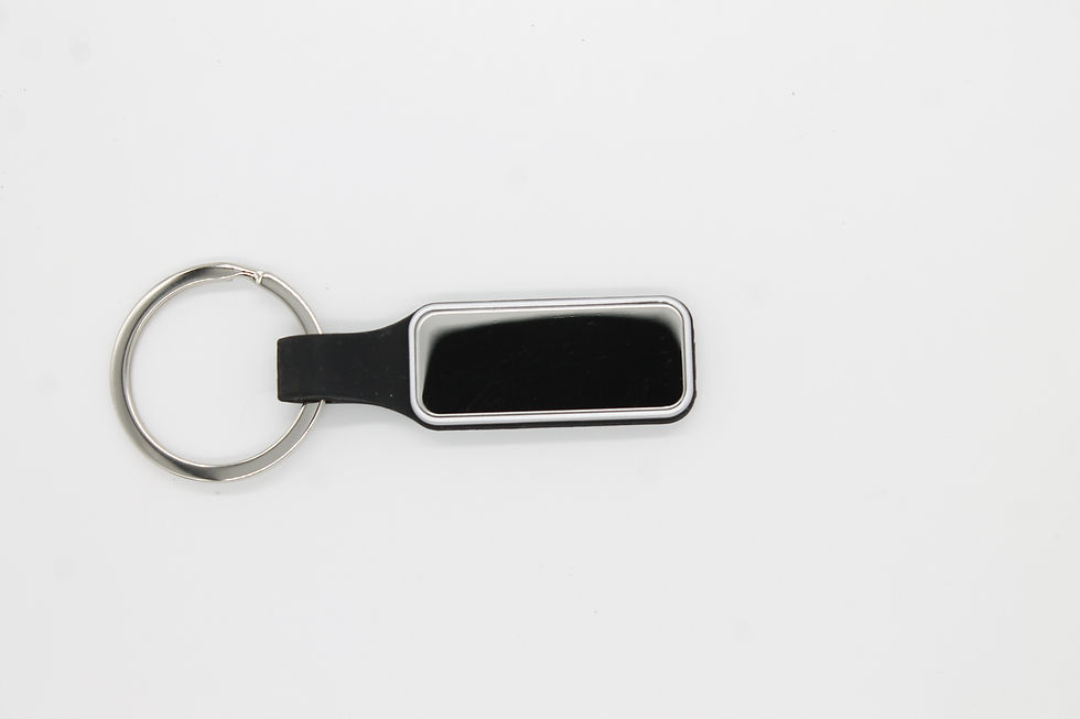 Thumbnail: Personalised rectangle metal keyring with rubber edge