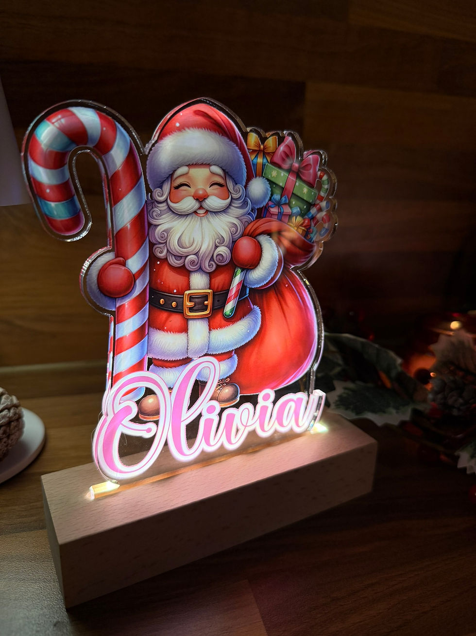 Thumbnail: Santa Claus led lamp, Personalised Night Light, Battery operated with custom nam