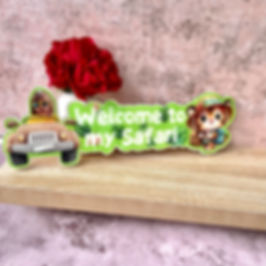 Personalised baby room wall sign, Welcome to my Safari, Cute Jungle animals