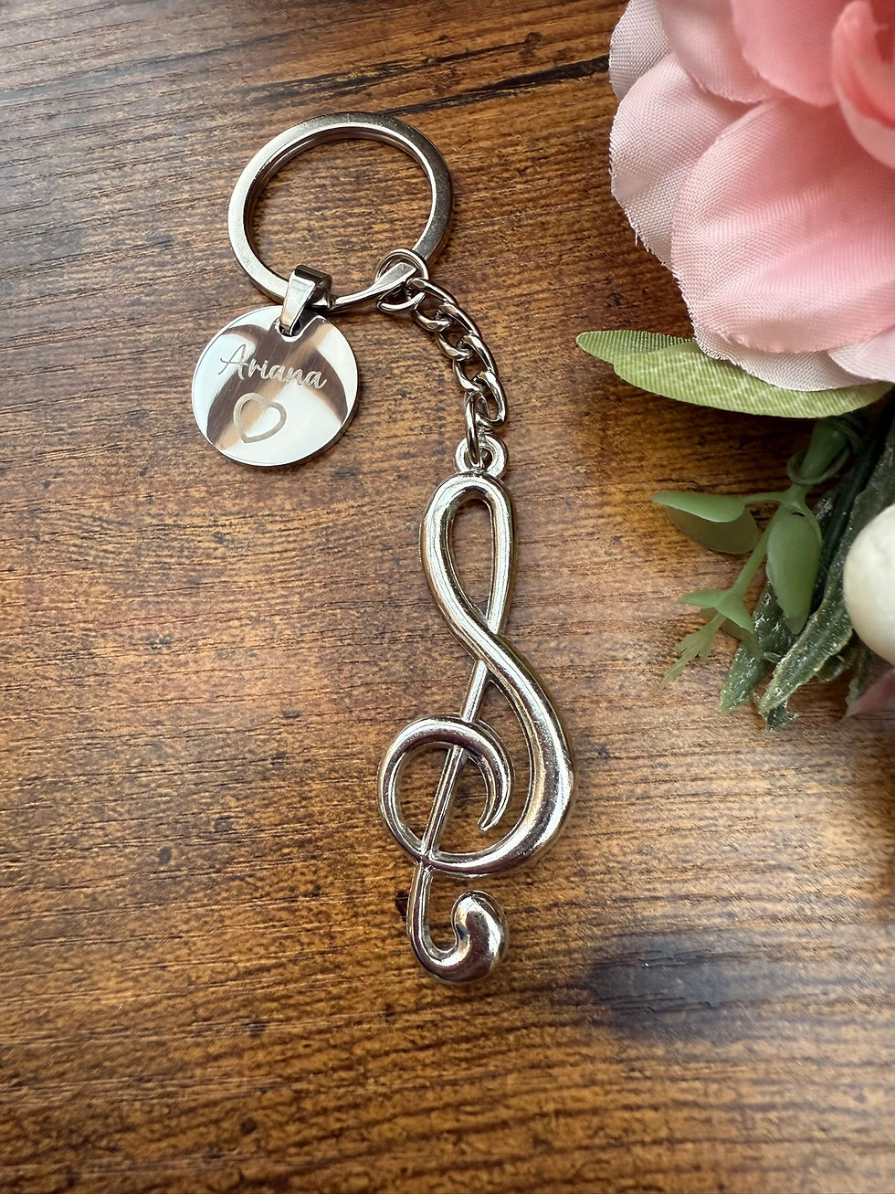 Thumbnail: Treble Clef Keyring, Music Note Keychain, Personalised Music Keyring,Xmax Gift
