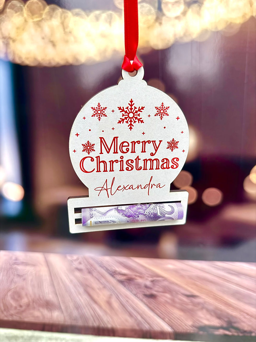 Thumbnail: Personalised White Bauble Money Holder Christmas Ornament | X Max Ornament