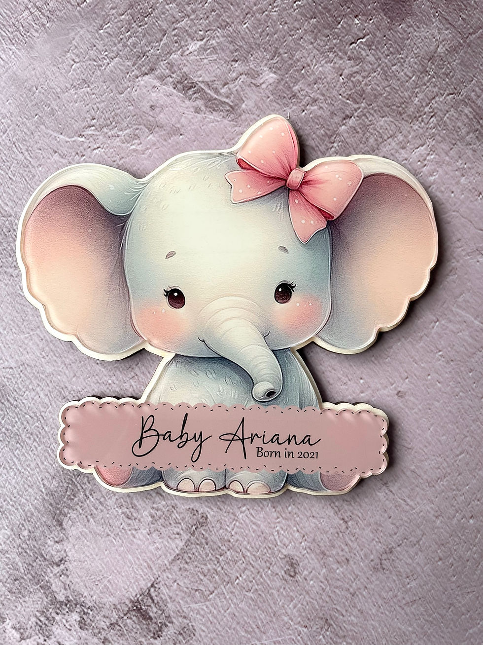 Thumbnail: Cute Elephant with name wall plaque, nursery wall decor, Cute Elephant Animal