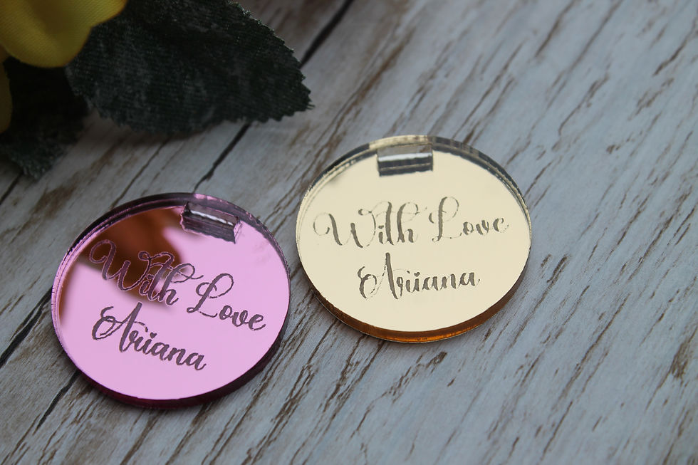 Thumbnail: Personalised Round Custom Gift Tags with Ribbon, Acrylic Gift Tags