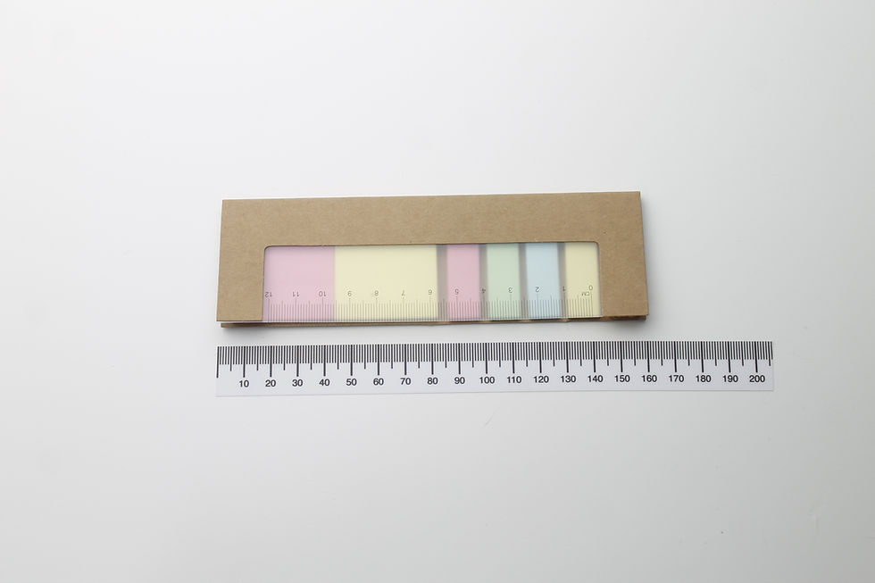 Thumbnail: Sticky post it notes with ruler brown