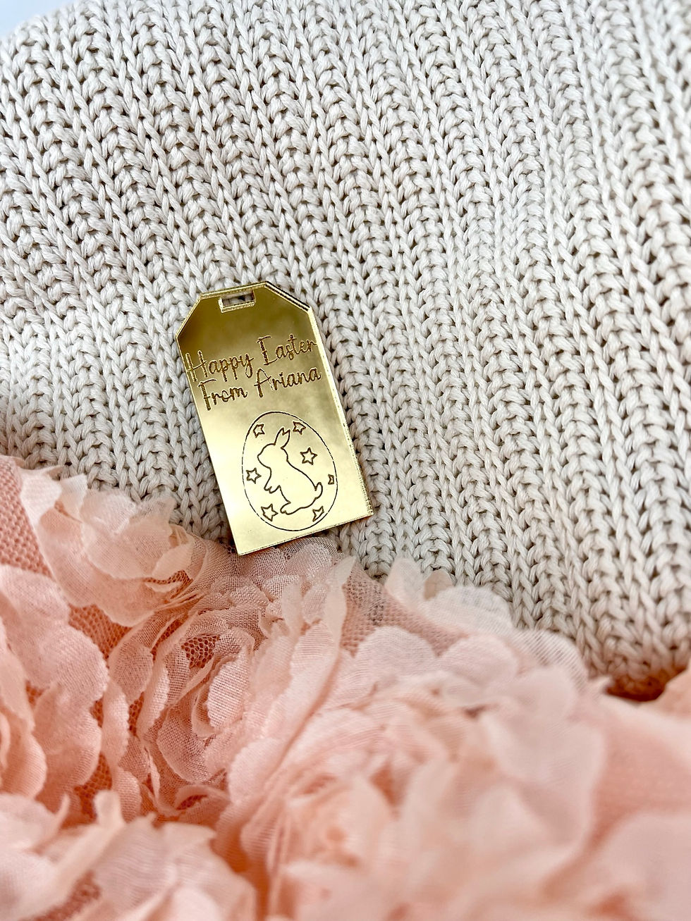 Thumbnail: Personalised Luxury Custom Gift Tags Easter Bunny and Egg, Acrylic Gift Tags