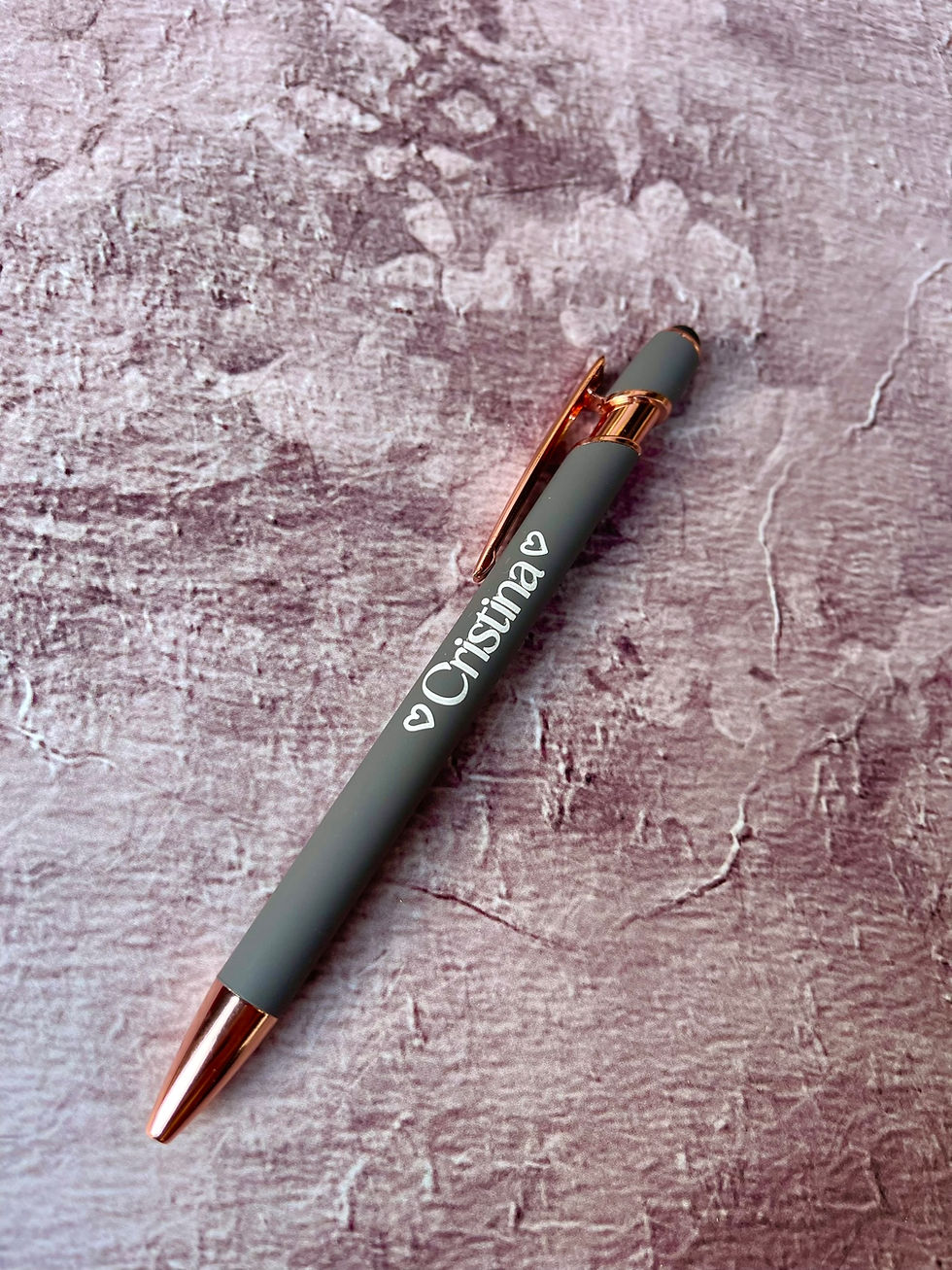 Thumbnail: Personalised Metal Pen with Stylus and Rose Gold Accents | Custom Engraved