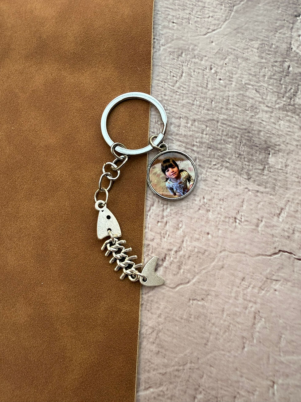 Thumbnail: Personalised Fish Bone Keyring, Metal Fish Keychain Custom,Christmas Gift