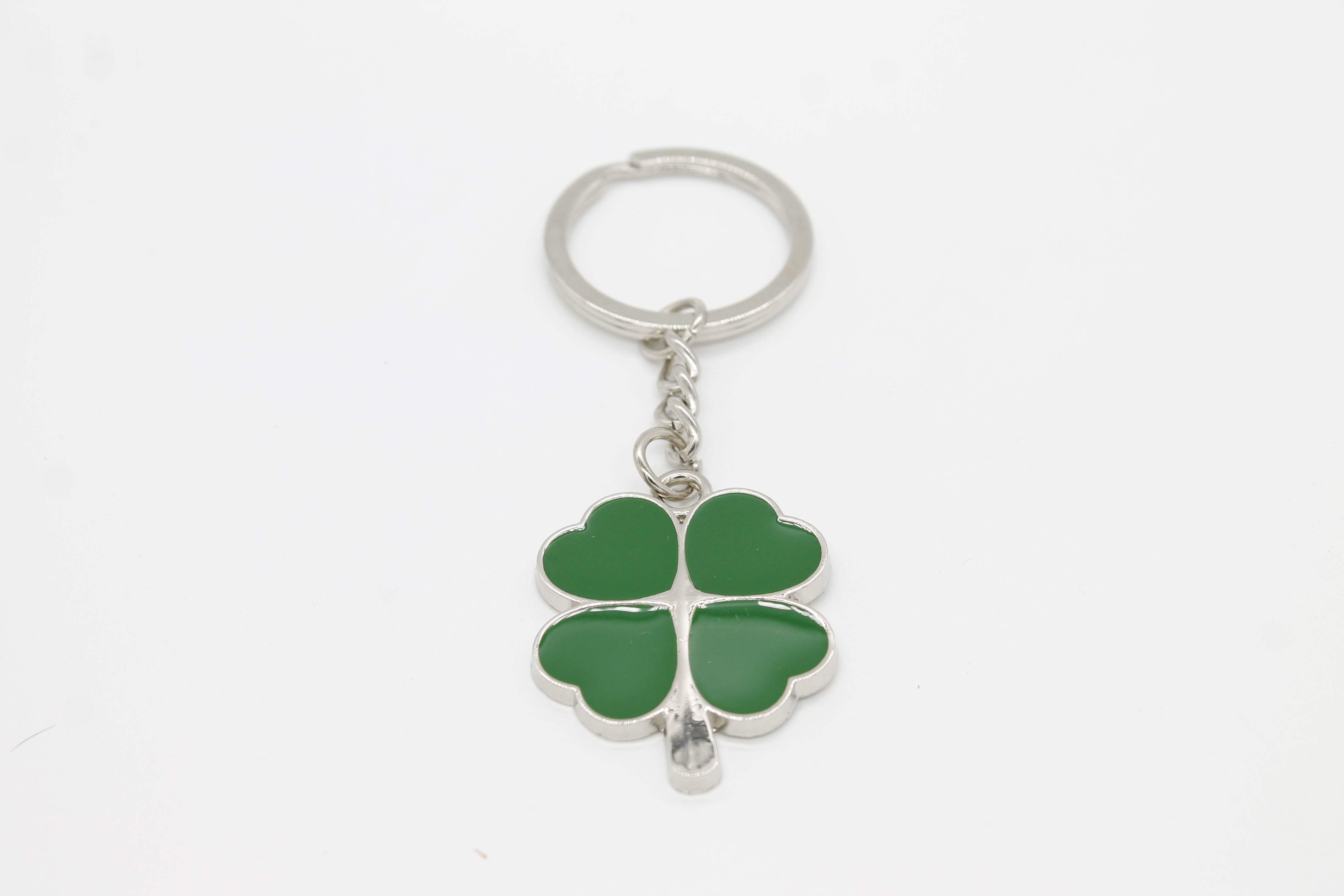 Personalised 4 leaf clover shaped metal keyring in gift box Christmas