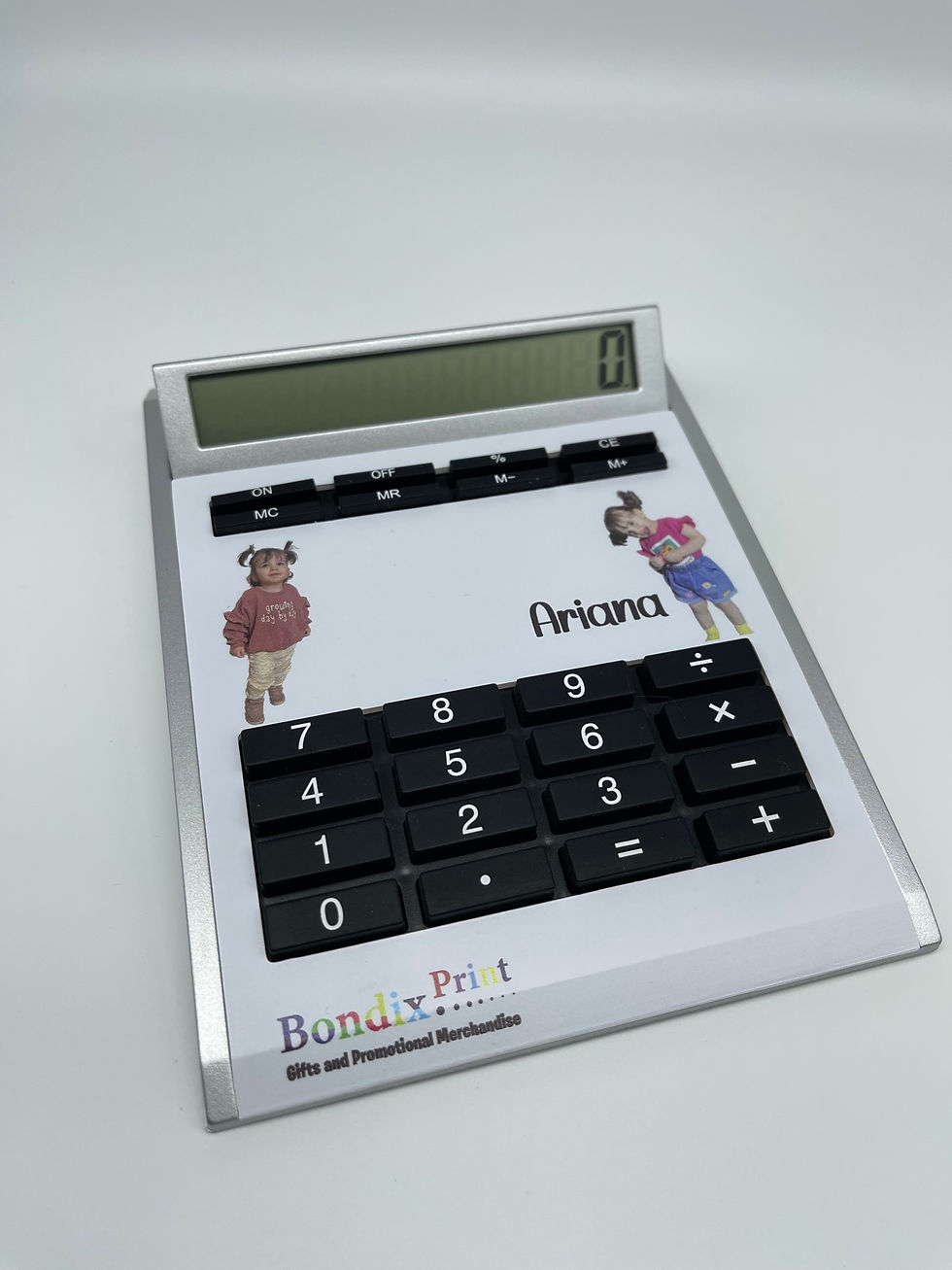 Thumbnail: Personalised desk calculator, silver calculator, office gift
