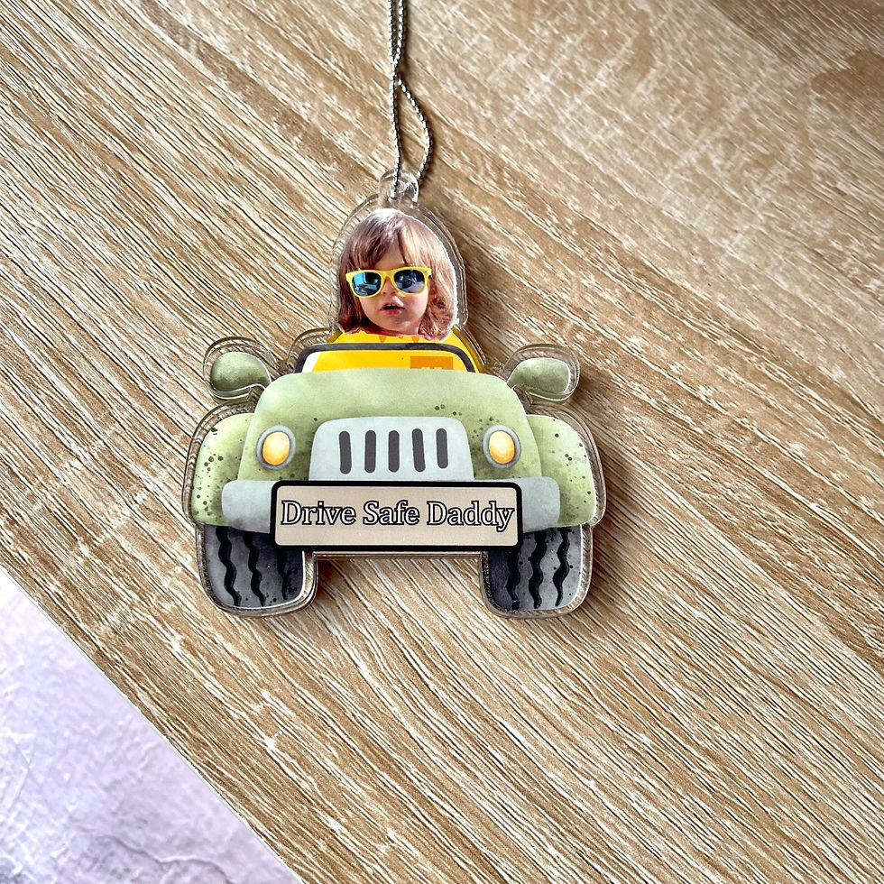 Thumbnail: Personalised Safari Car Charm – Custom Double-Sided with Photo and Text