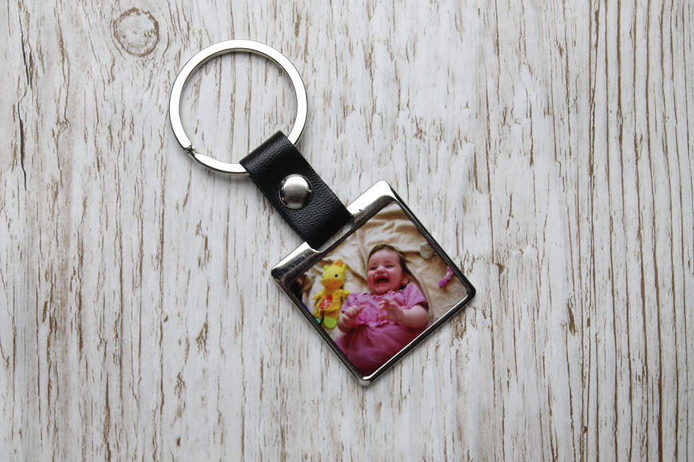 Thumbnail: Personalised keyring square faux leather christmas birthday valentines