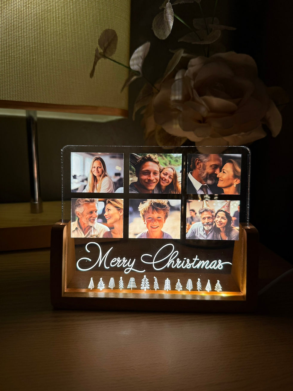 Thumbnail: Merry Christmas Personalised night light with photos and texts, Led lamp 6 inch