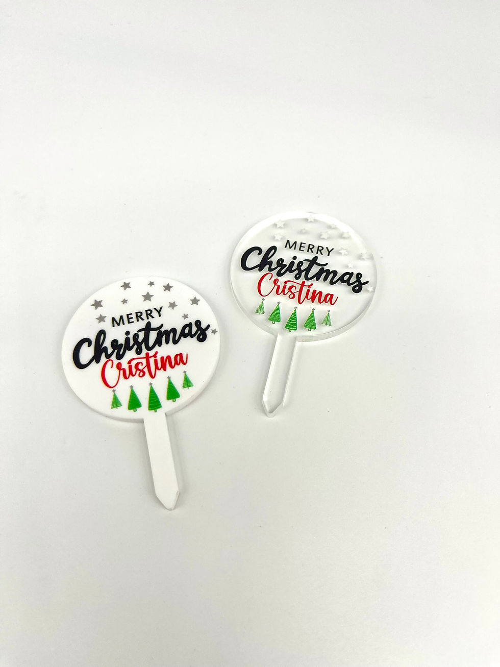 Thumbnail: Merry Christmas cupcake topper round | Personalised cupcake