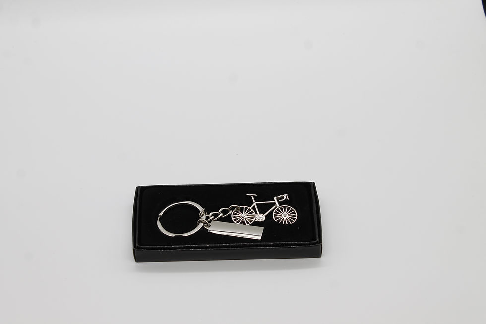 Thumbnail: Engraved bicycle keyring personalised name text