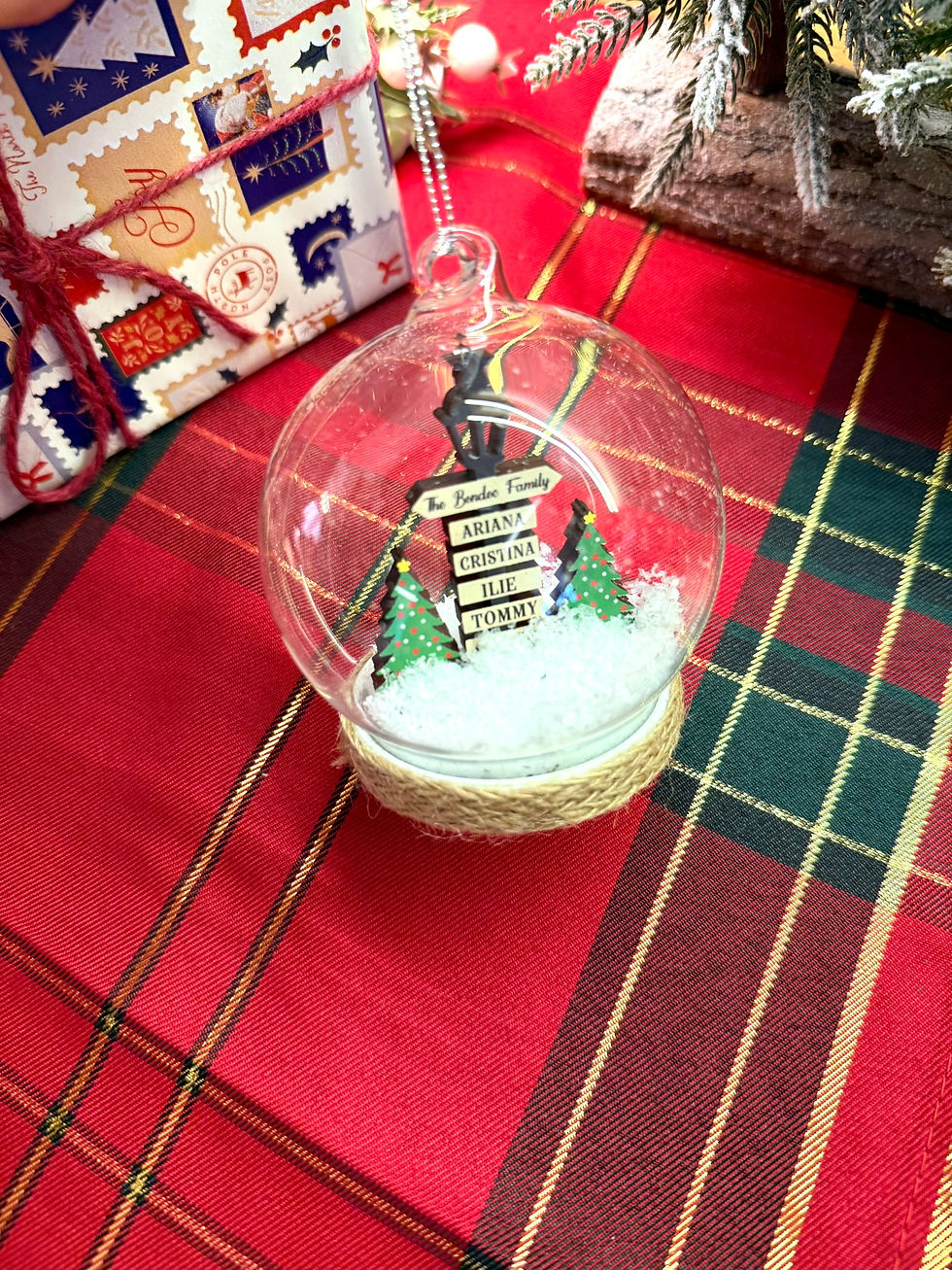 Thumbnail: Personalised Family Pole Glass Dome Bauble, Custom Hanging Christmas Decoration
