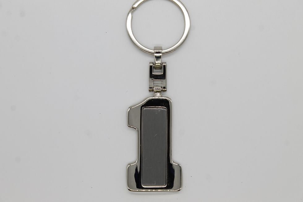 Thumbnail: Personalised number 1 no1 shape keyring metal engraved