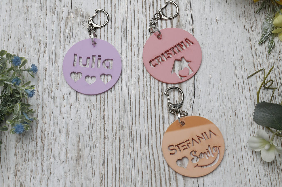 Thumbnail: Personalised Keyring | Round key chain | Engraved Gift | Acrylic