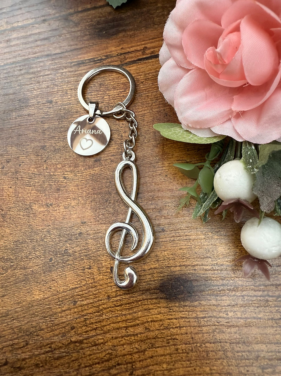 Thumbnail: Treble Clef Keyring, Music Note Keychain, Personalised Music Keyring,Xmax Gift