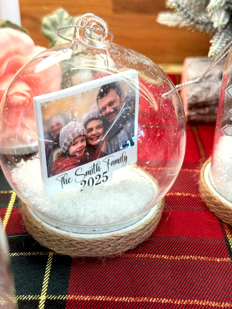 Thumbnail: Personalised Glass Dome Bauble with Photo and Text,Christmas Tree Decoration