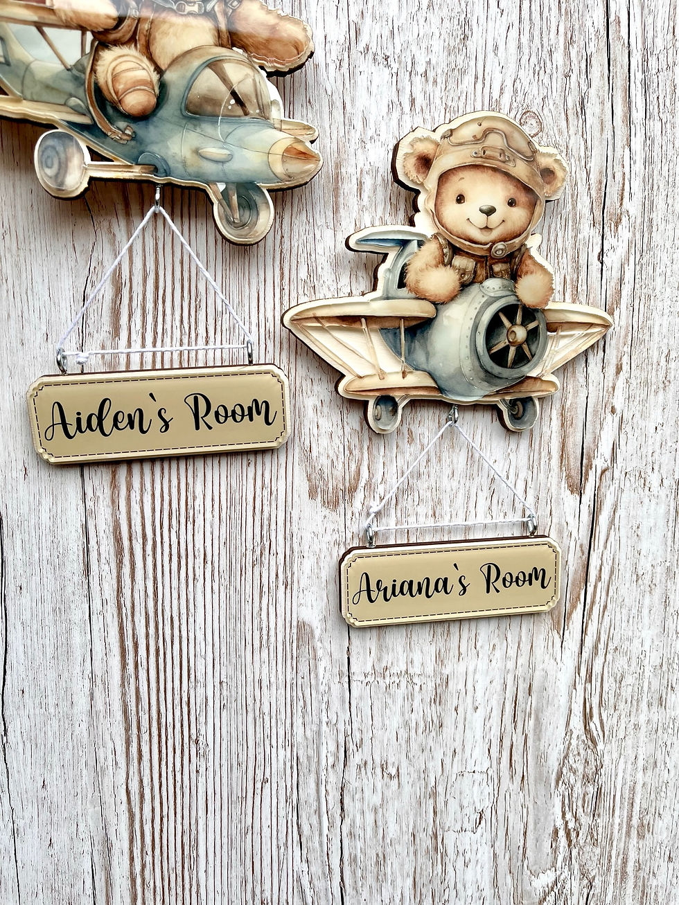 Thumbnail: Personalised name and bear nursery wall decor, wall sign with name,Acrylic sign