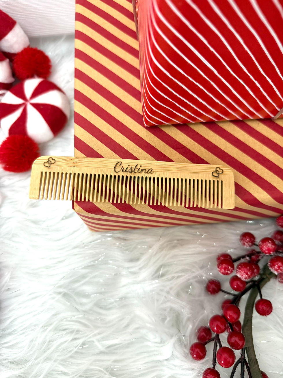 Thumbnail: Personalised Bamboo Comb, Engraved Hair Comb, Custom Name Comb,Secret Santa