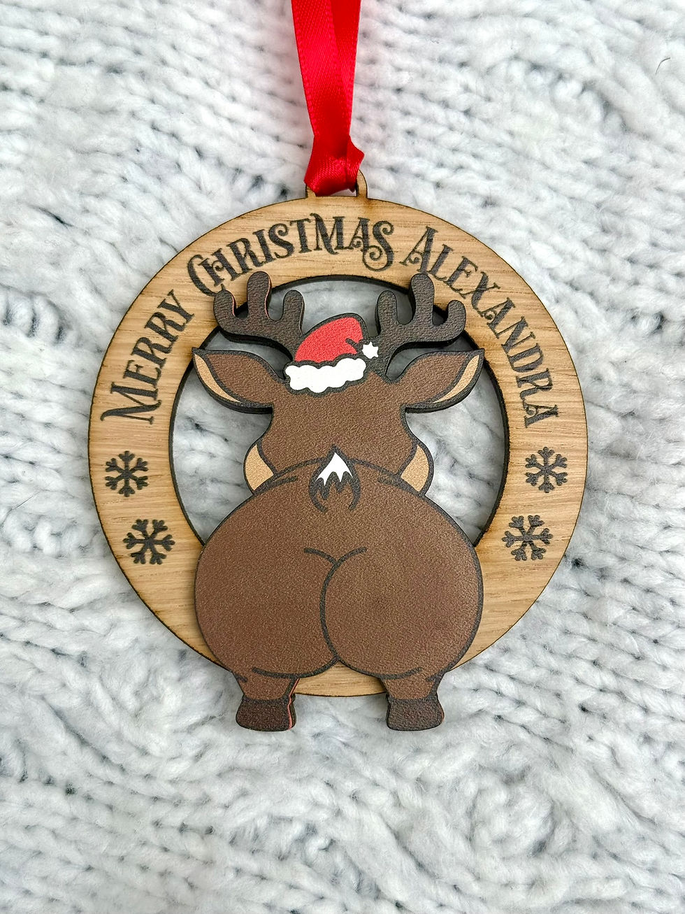 Thumbnail: Personalised Funny Christmas Bauble | Cheeky Reindeer Bum Ornament|Gift Ornament