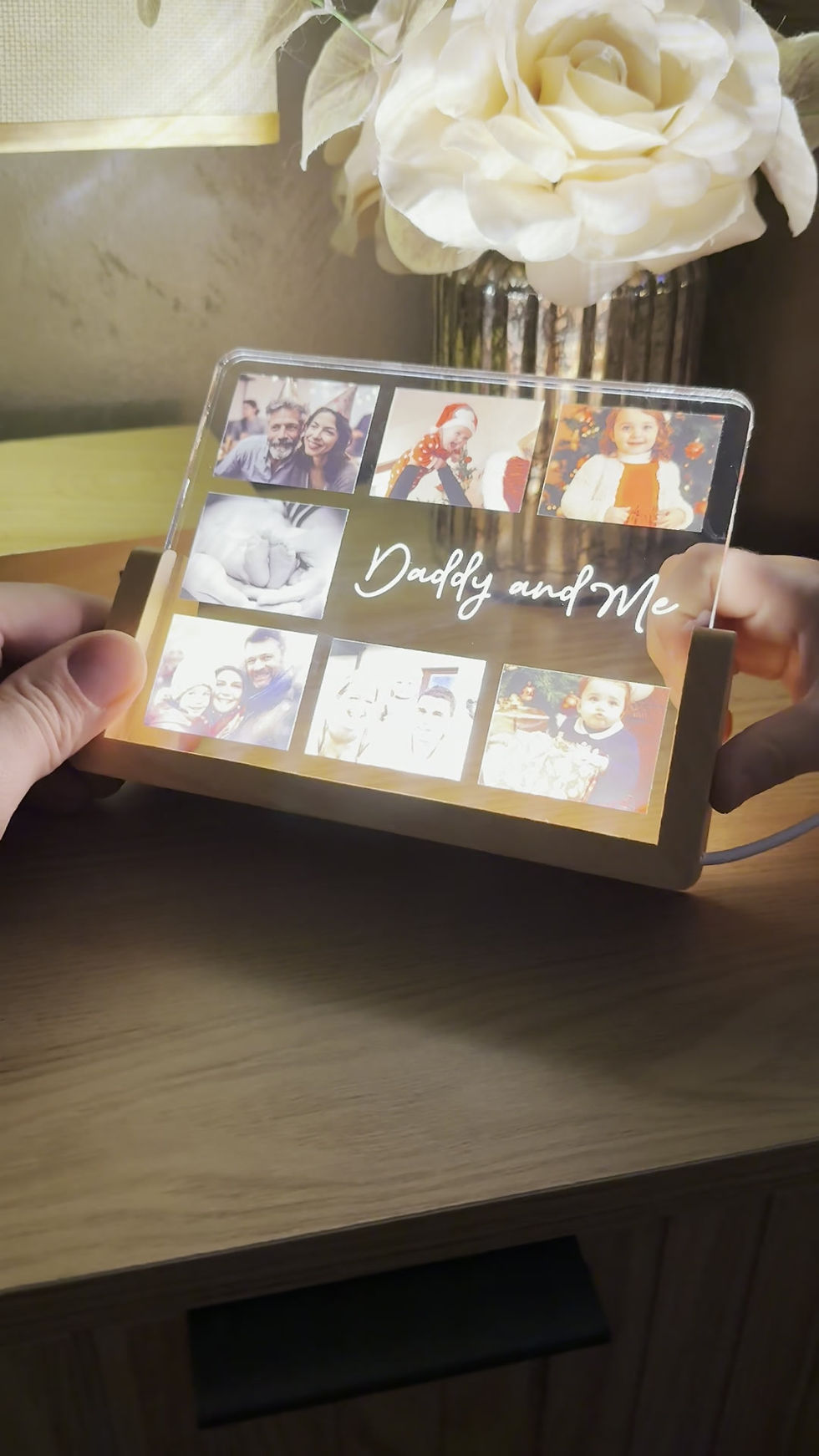 Thumbnail: Merry Christmas Personalised night light with photos and texts, Led lamp 6 inch