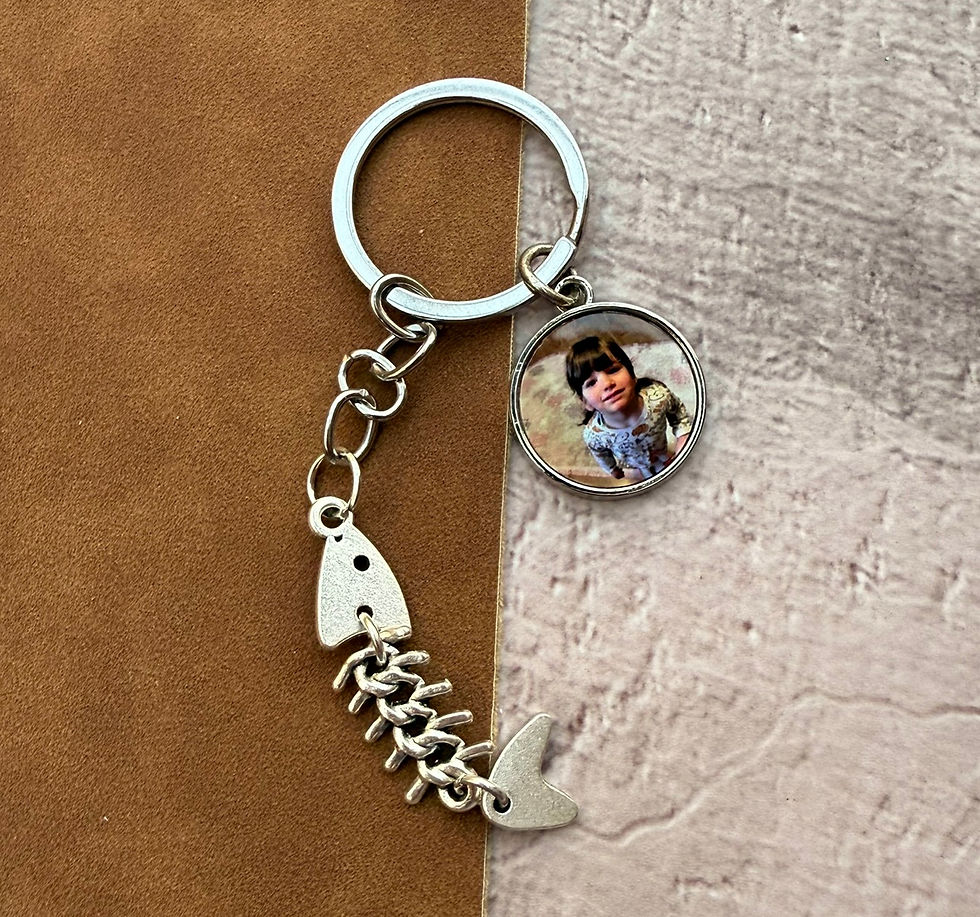 Thumbnail: Personalised Fish Bone Keyring, Metal Fish Keychain Custom,Christmas Gift
