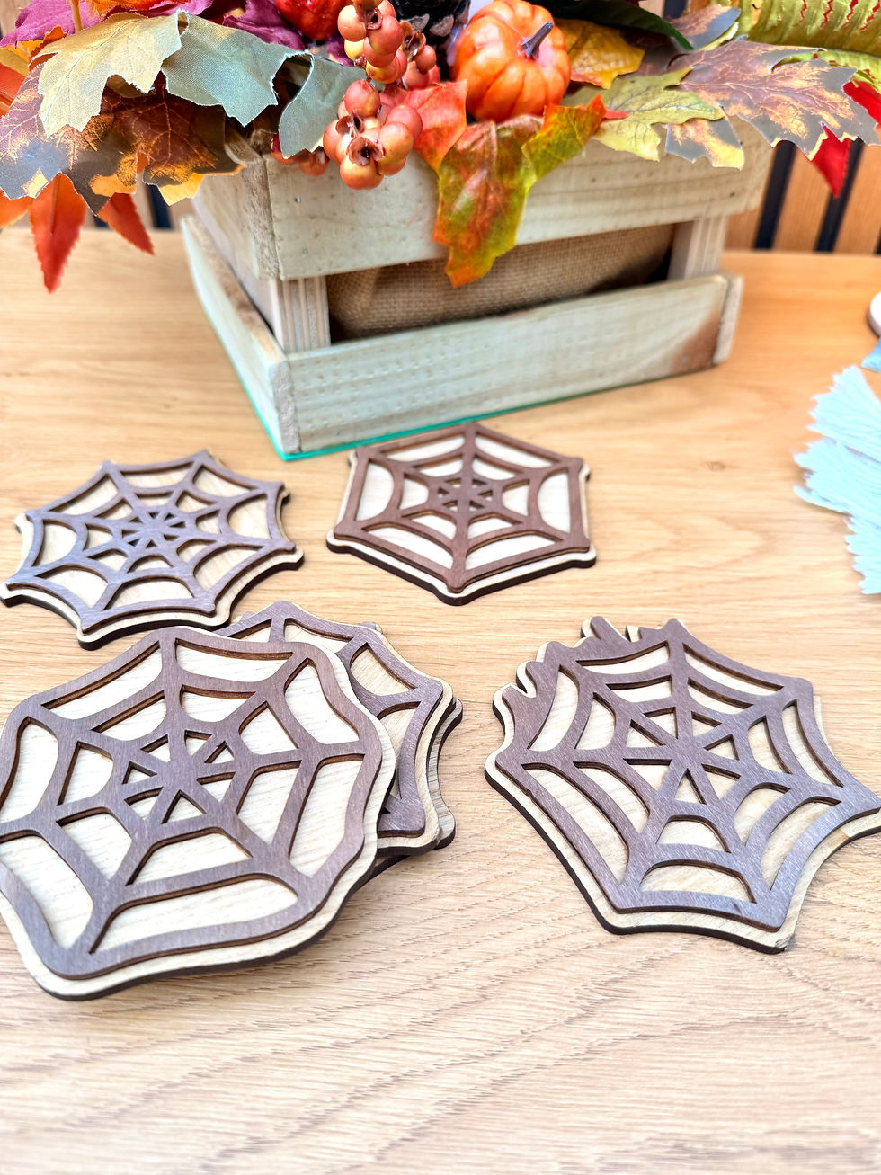 Thumbnail: Spooky Coasters, Halloween Gift, Halloween Party Coasters, Wooden Drink Coasters