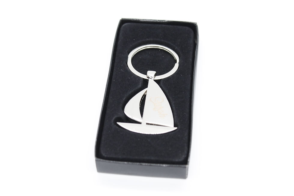 Thumbnail: Personalised Ship shaped metal keyring in gift box Christmas
