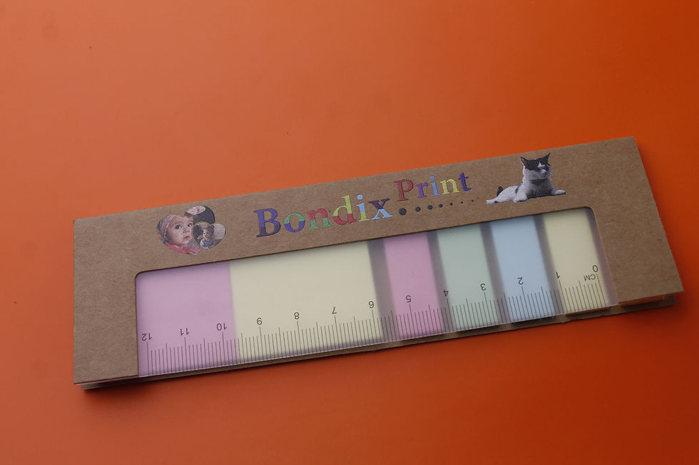 Thumbnail: Sticky post it notes with ruler brown