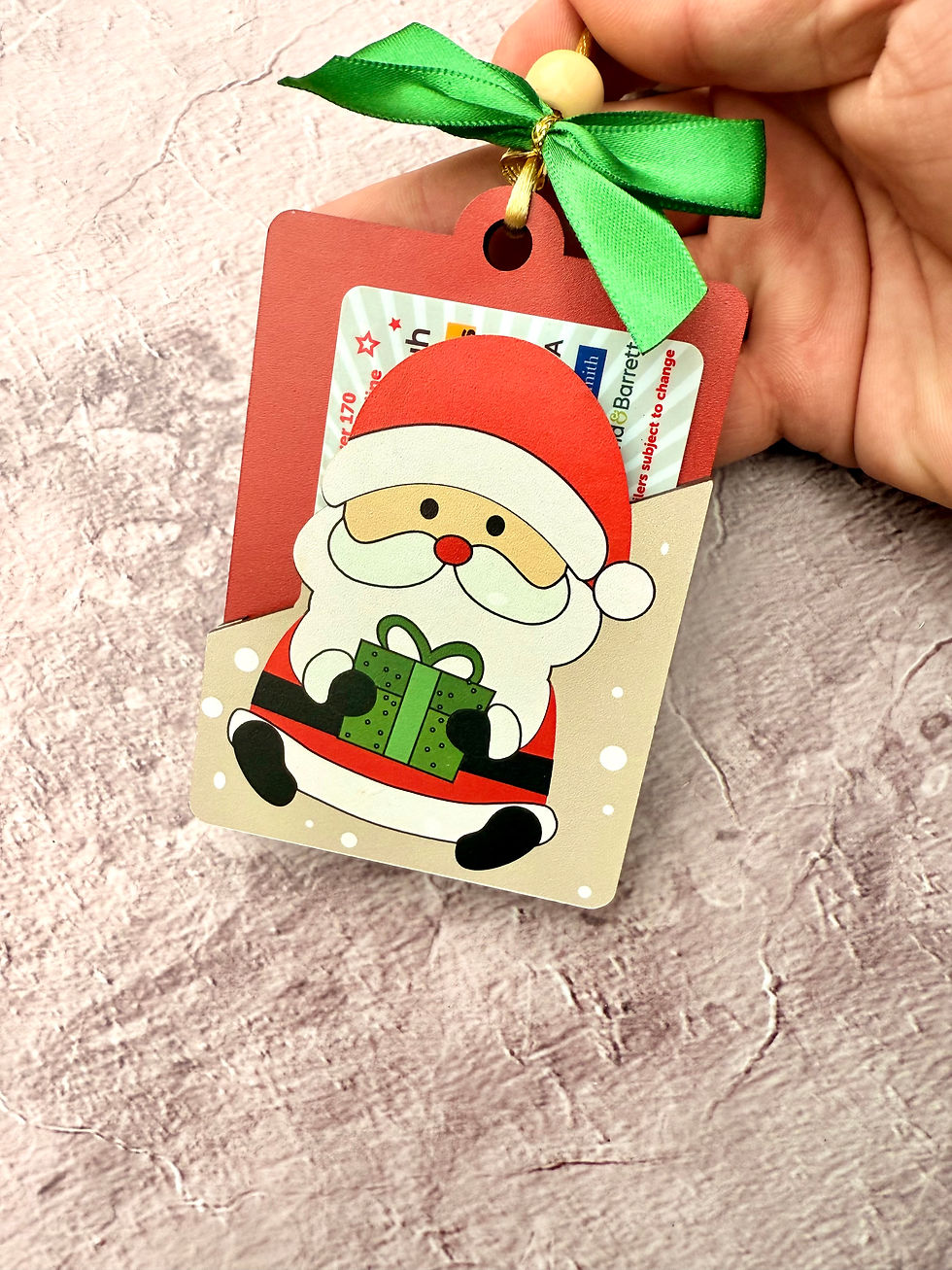 Thumbnail: Santa Claus Gift Card Holder, Personalised Christmas Ornament, Christmas Gift