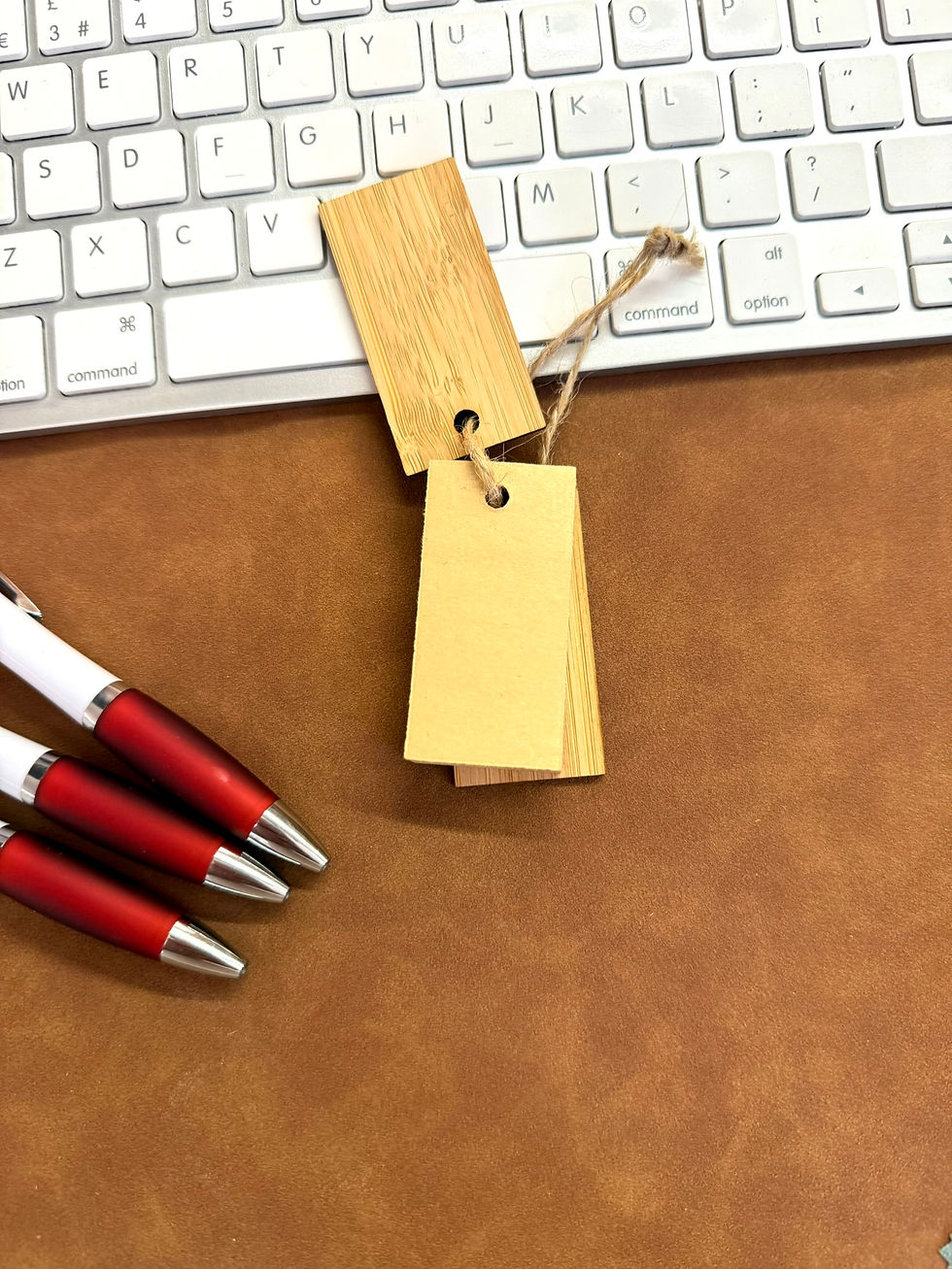 Thumbnail: Personalised Sticky Notes Set Kraft Finish with Bamboo Hard Covers & Jute Cord