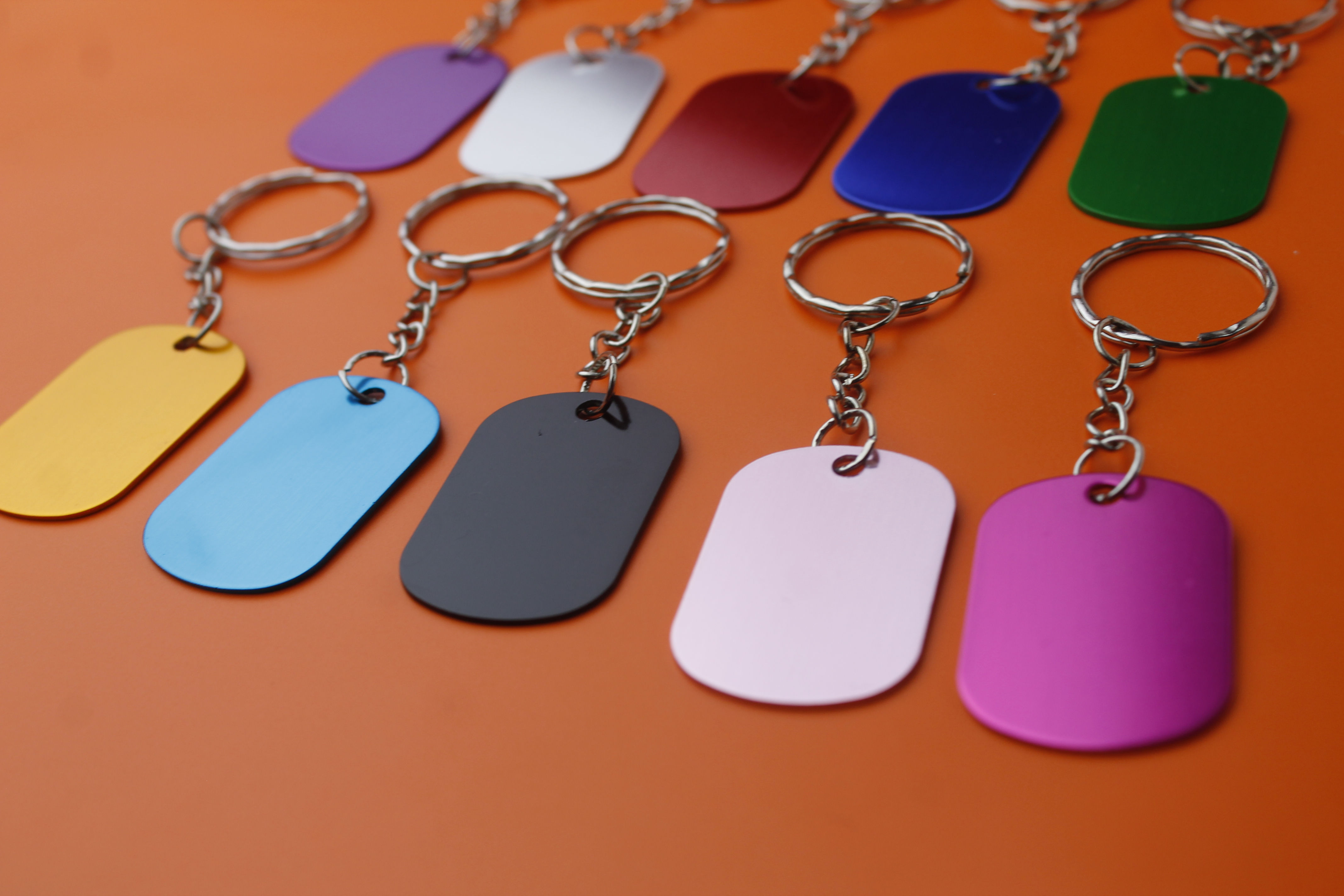 Retangle oval tag keyring aluminium