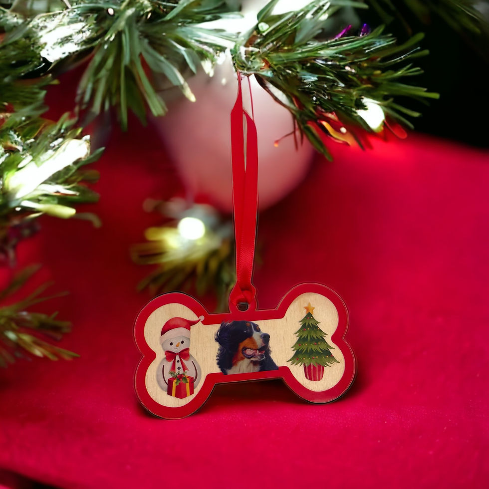 Thumbnail: Bone shape christmas tree ornament with photo, any photo christmas ornament