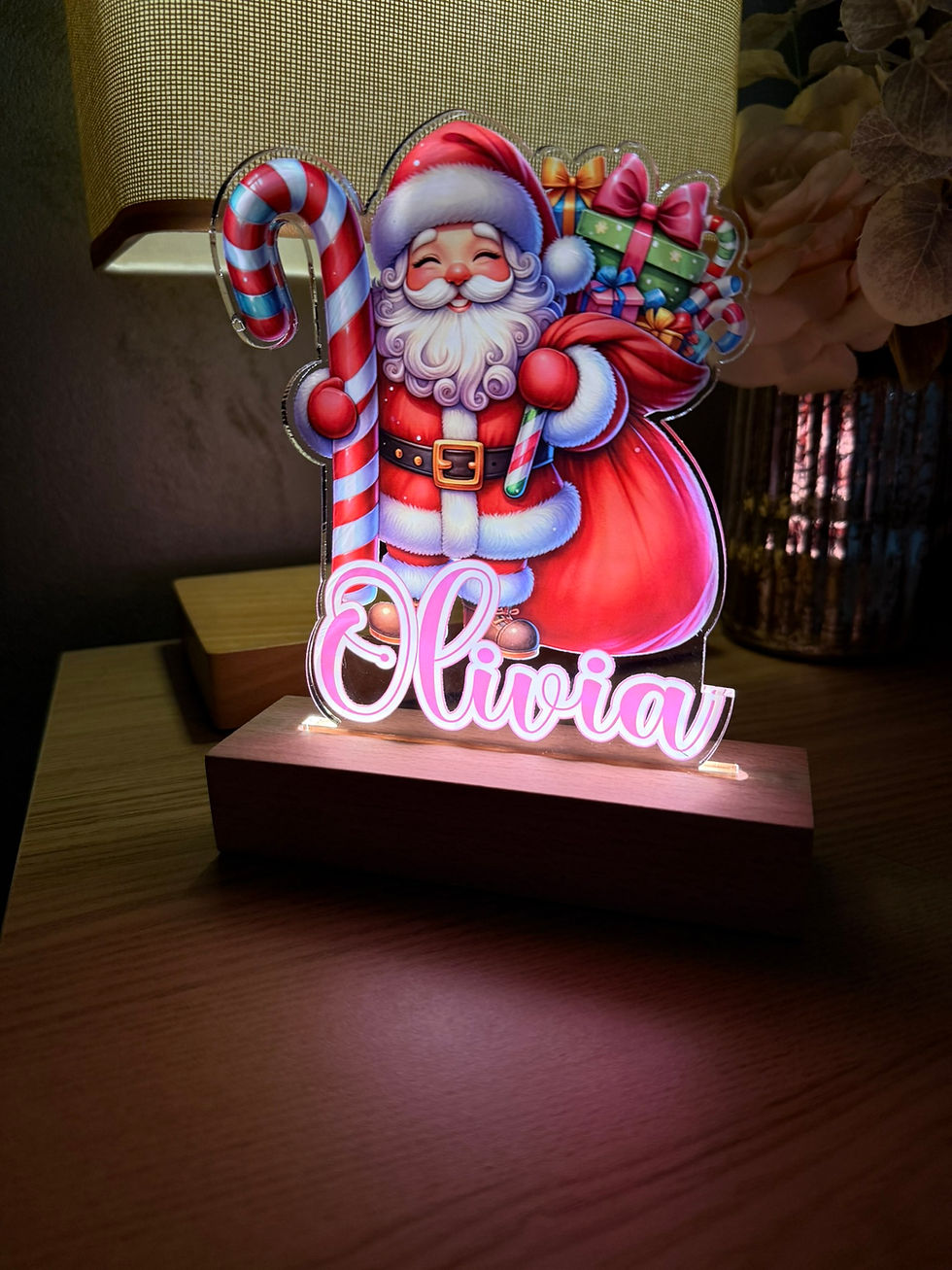 Thumbnail: Santa Claus led lamp, Personalised Night Light, Battery operated with custom nam