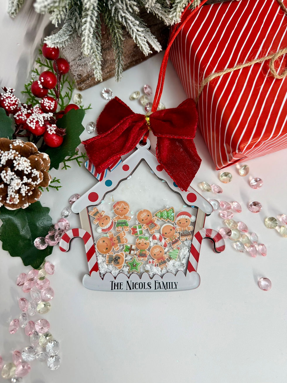 Thumbnail: Any names Christmas Snow Globe, Double sided Shaker bauble, 4D Shake Christmas