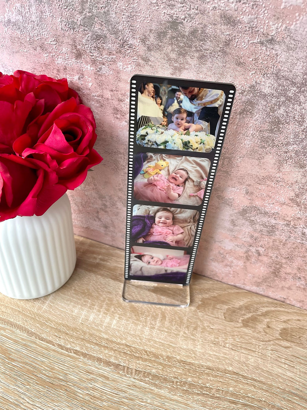 Thumbnail: Personalised photo strip freestanding, Father's day gift, photo,decorative table
