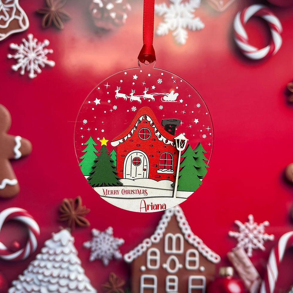 Thumbnail: Personalised First House Christmas Ornament |Custom Wood & Acrylic Decoration