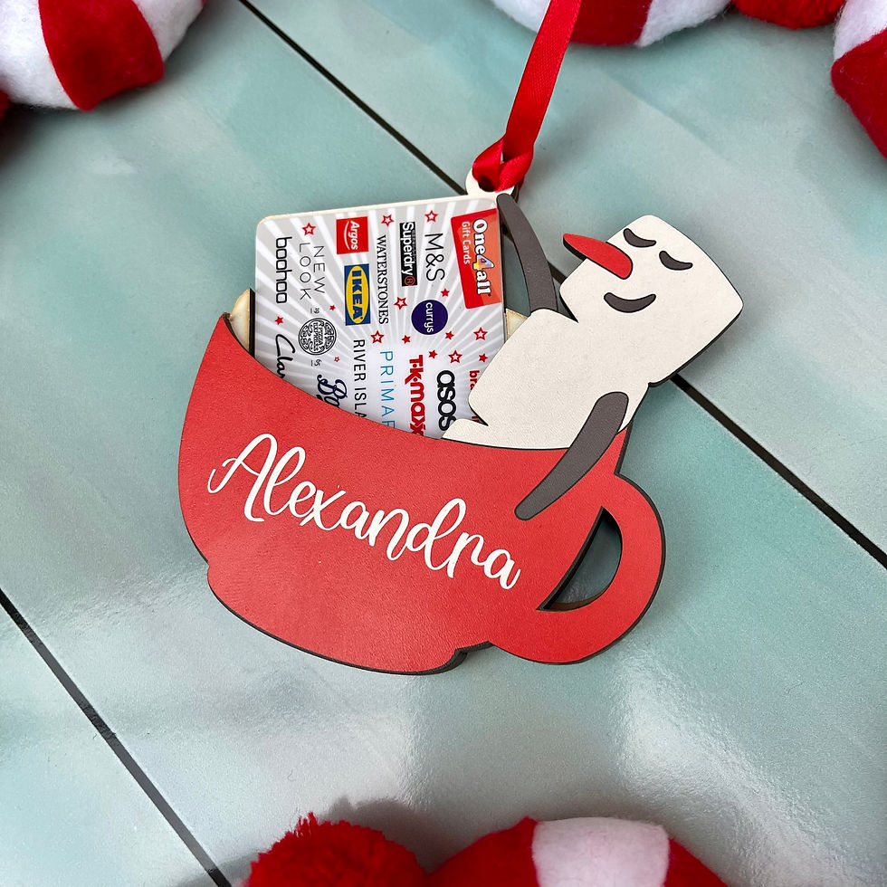 Thumbnail: Personalised Hot Chocolate Mug with Snowman Gift Card Holder Christmas Ornament